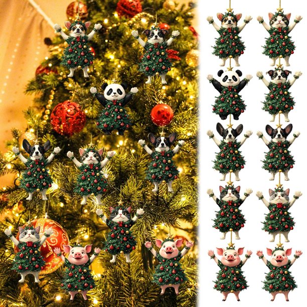 Xihbxyly Adorno Navideño Acrílico, Diseño de Mascota, Impresión Duradera a Doble Cara, Decoración Festiva para El Hogar y La Oficina, Fácil de Colgar, Ideal para Familiares y Compañeros, Tamaño de 3.