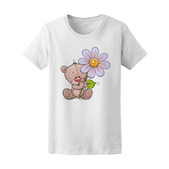 Cute Bear Holding Flower Tee Women's -Image by Shutterstock
