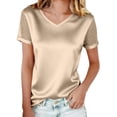 thumbnail image 2 of Babysbule Women's Satin V-Neck Blouse with Mesh Rhinestone Sleeves, Elegant Casual Top for Party, Date Night and Daily Wear, 2 of 9