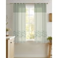 thumbnail image 4 of Sage Green Botanical Sheer Curtains 39 Inch Length 2 Panels Set for Living Room/Bedroom, Spring Floral Leaf Kitchen Curtains Grommet Semi-Sheer Curtains Drapes Voile Window Treatments 27.5"x39"x2, 4 of 7