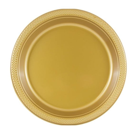 9" Gold Diner Plastic Plates: 5 Pack