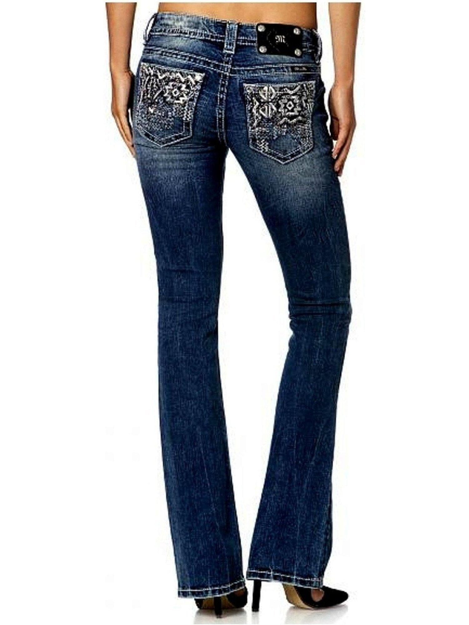 Miss Me Womens Metallic Embroidered Back Pocket Skinny Jeans