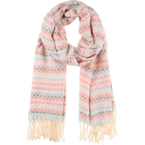 INSPIRAR CHIC Mujeres Bufandas de Cachemira Mezclada a Cuadros Coloridas, Chal de Invierno Suave y Cálido con Flecos 74.8x27.6" Beige