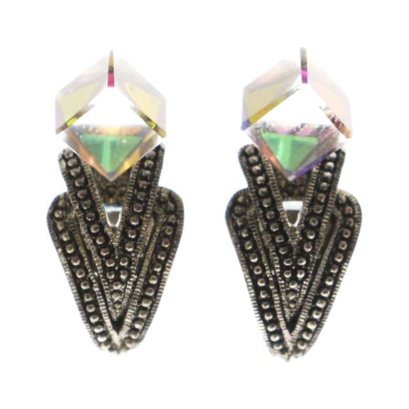 Mi Amore AB Finish Post-Earrings Silver-Tone/Multicolor