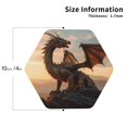 thumbnail image 2 of Honeii Sky Sunset Bronze Dragon print Leather Coaster Set of 4, ideal for safeguarding your furniture from drinks spills and effortless cleanup-Hexagon, 2 of 6