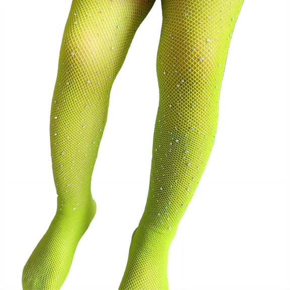 TELOLY Sparkle Tights,Colorful Fishnet Girls Tights,Soft Elastic Fit Stylish Leg Accessory Knee High Socks,Green