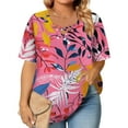thumbnail image 3 of TQWQT Plus Size Tops for Women Loose Fit Casual Going Out Tunics Short Sleeve V Neck Criss Cross Floral Print Blouses Summer Tunic Tops L, 3 of 6