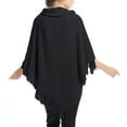 thumbnail image 3 of SWSMCLT Women's Knit Poncho Cardigan Sweater Solid Knitted Adult Mexican Poncho Wrap Winter Fall Soft Shawl Asymmetrical Cape Sweater Toggle Tassel Fringe Crochet Black One Size, 3 of 4