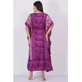 thumbnail image 4 of Women's Purple Elephant Printed Long Kaftan Maxi Tunic Caftan Gown Top Night Dress One Size, 4 of 5