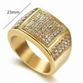 thumbnail image 3 of 14K Yellow Gold CZ Big Ring For Men Golden Color Iced Out Charm Square Ring Cool Hip Hop Jewelry For Gifts, 3 of 6