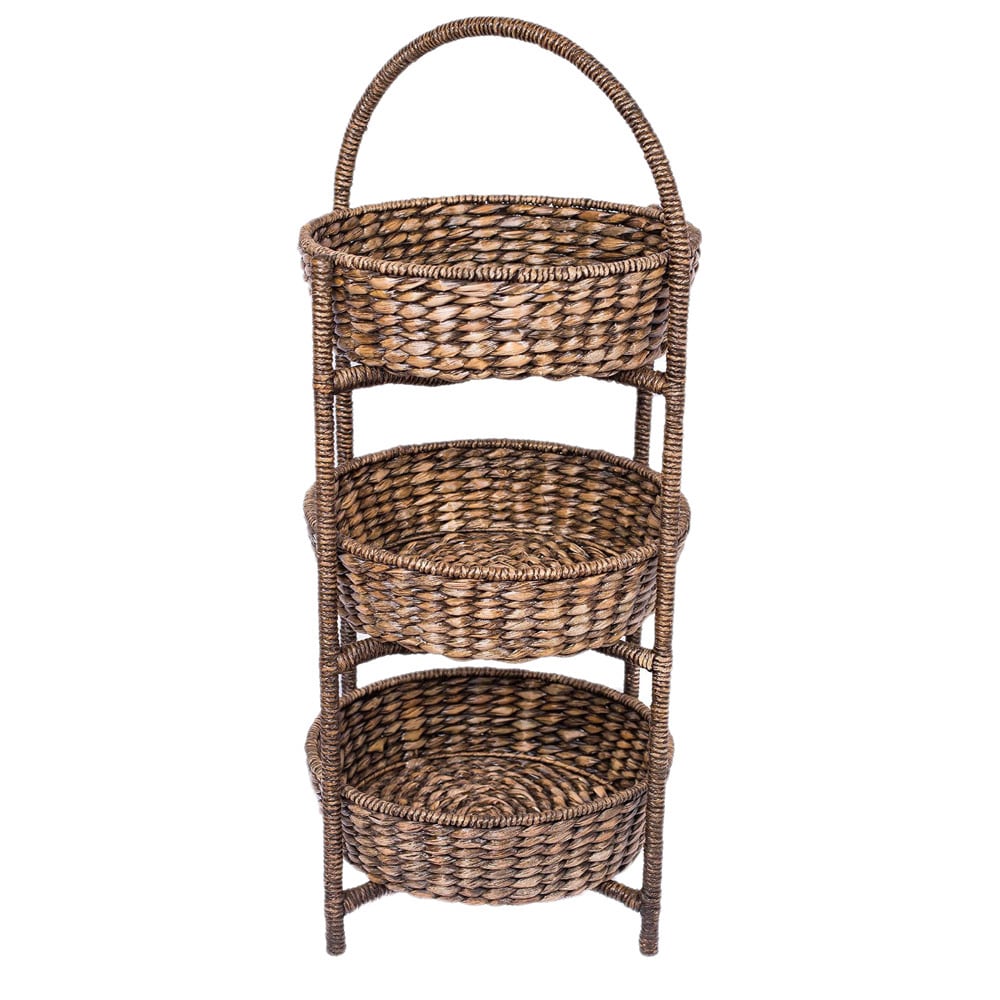 Birdrock Home 3tier Woven Espresso Rattan Shelf