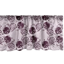 Ambesonne Japanese Window Valance, Sakura Blossom Pattern, 54" X 18", Pale Pink Plum
