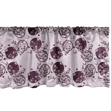 Ambesonne Japanese Window Valance, Sakura Blossom Pattern, 54" X 18", Pale Pink Plum
