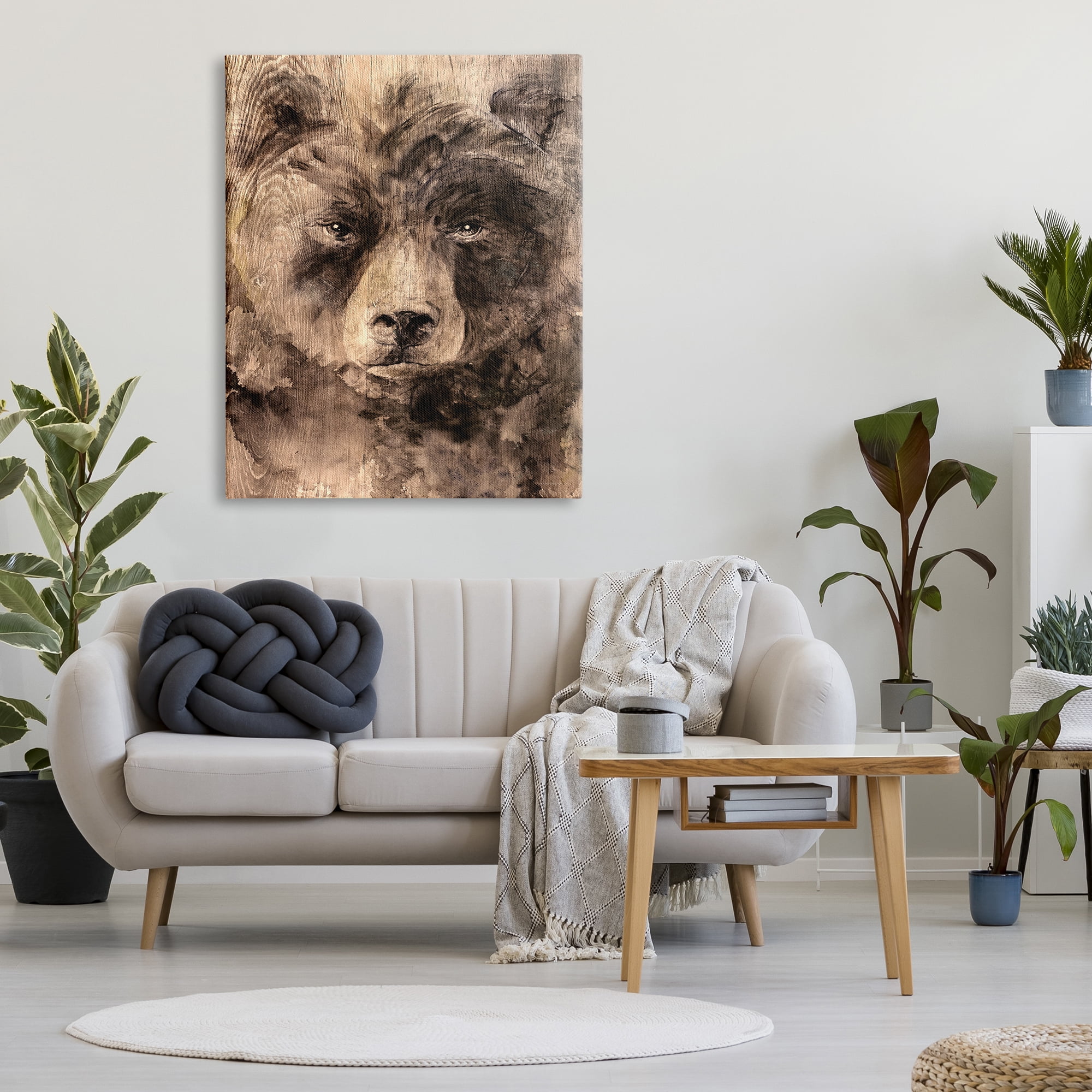 Stupell Industries Rustic Bear Portrait Animals & Insects Painting Gallery Wrapped Canvas Print Wall Art, 36 x 48