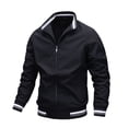 thumbnail image 7 of GrmtClth Men Fleece Jacket Lightweight Full Zip Jacket Casual Outdoor | Mock Neck Collar, Soft Warm Jacket, Ideal Outer Or Fall Winter Layering Essential for Hiking, Outdoor Wear Black XL, 7 of 7