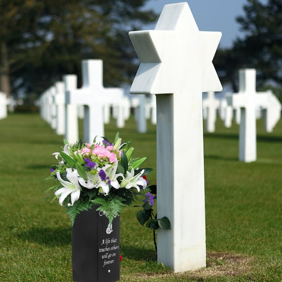 FONDOTIN Cemetery Vase Inserting Grave Flower Holder Metal Cemetery Vase With Spike