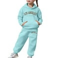 thumbnail image 4 of Boys Girls Active Sweatsuit,2 Piece Long Sleeve Letter Printed Hooded Sweatsuits Pullover and Sweatpants Fall Clothes Boys Jogger Set 10-11 Years, 4 of 6