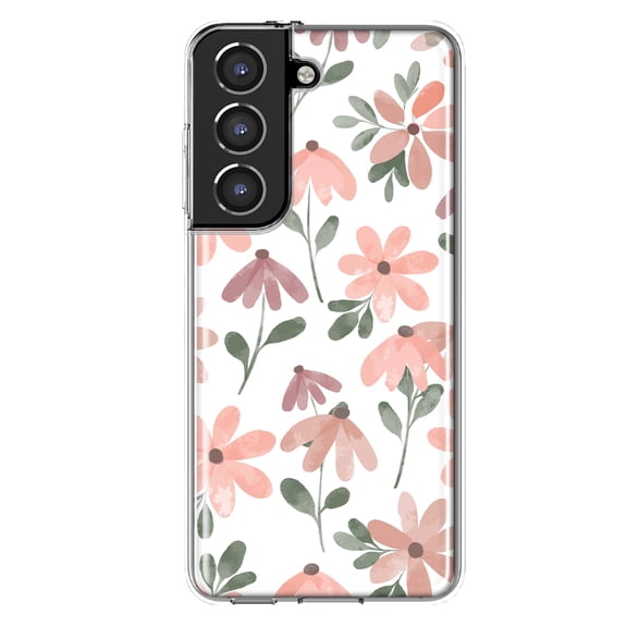 Mundaze - Case for Samsung Galaxy S22 Slim Shockproof Hard Shell Soft TPU Heavy Duty Protective Phone Cover - Cute Pink Flowers