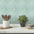 RoomMates Aqua Blue Scallop Peel and Stick Tile Backsplash