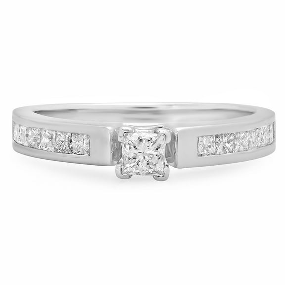 Dazzlingrock Collection 0.78 Carat (ctw) 14k Princess Diamond Ladies Bridal Engagement Ring 3/4 CT, White Gold, Size 8
