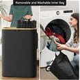 thumbnail image 4 of SpaceAid Double Laundry Hamper 2 Section with Lid and Removable Laundry Bags, 160L Clothes Basket, Black, 4 of 7