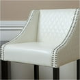 thumbnail image 3 of Brika Home 41''H Faux Leather/Wood Diamond-Stitched Bar Stool in Ivory, 3 of 5