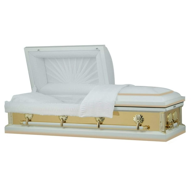 Titan Casket Reflections Series Funeral In White And Gold Com Titan Casket Reflections Series, King Size Coffin Bed Dimensions
