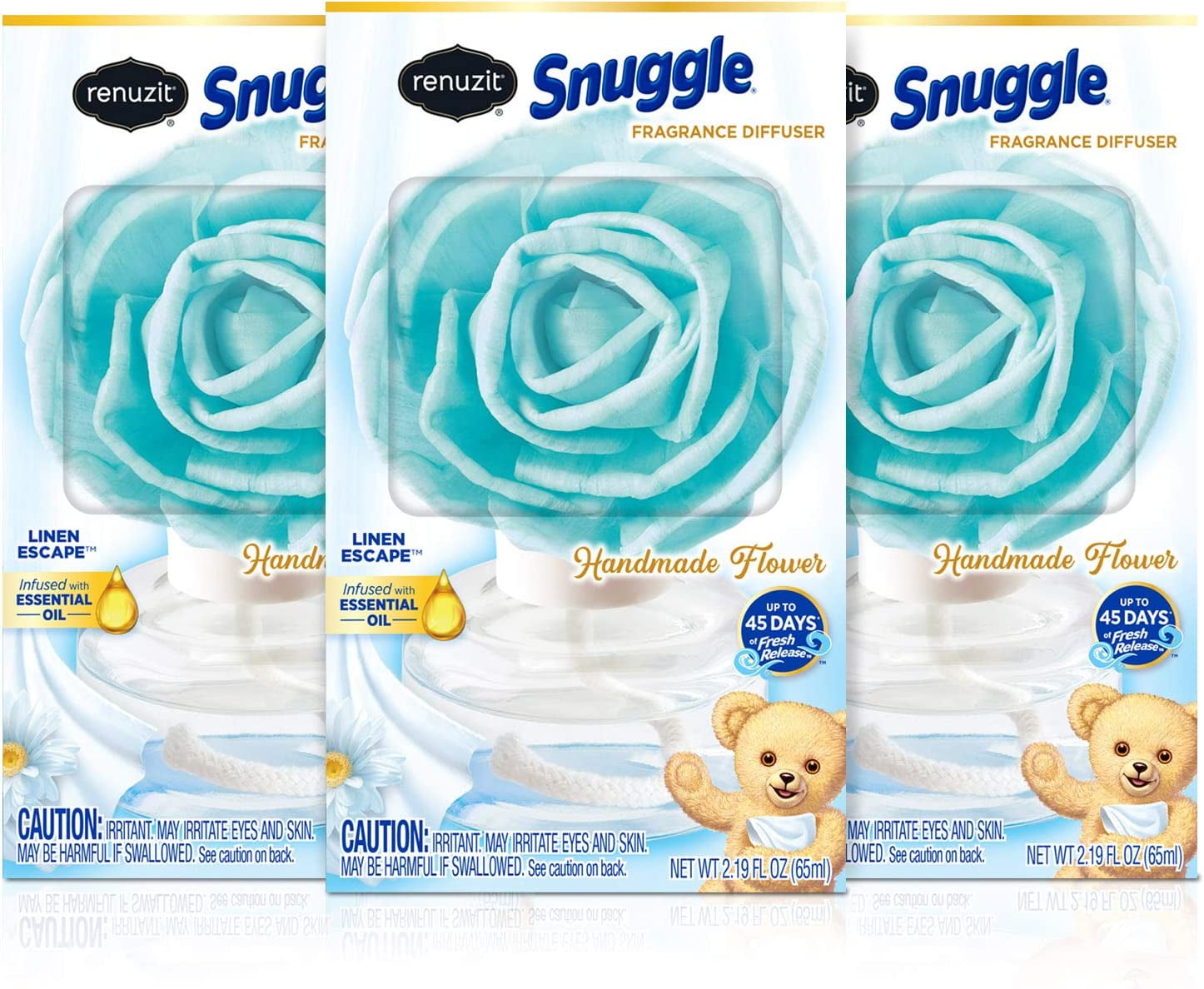 Renuzit Snuggle Fragrance Diffuser Handmade Flower, Linen Escape, Pack