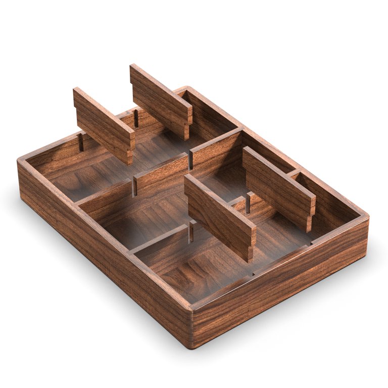 Hold Everything Flatware In-drawer Organizer, Walnut Finish