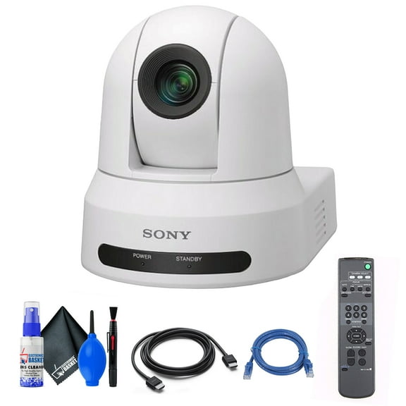 Sony SRG-X40UH 4K/HDMI/USB Optical 40x Zoom PTZ Camera with PoE (White) (SRG-X40UH/W) Cat5e Ethernet Cable Cleaning Set HDMI Cable - Bundle