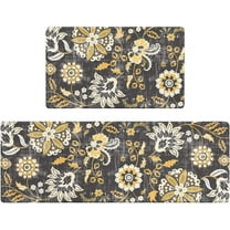 Anti Fatigue Kitchen Mats for Floor Set of 2 Boho Floral Non Slip Cushioned Kitchen Rugs Waterproof Memory Foam Kitchen Floor Mat