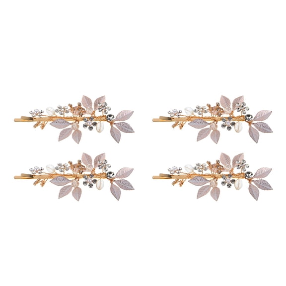 Masteelf 4 pcs  Exquisite Bridal Hair Clip With Sparkling Rhinestone Alloy Leaf Design Hair Clip Rhinestone Clips Hair Accessories For Women Hair Clips
