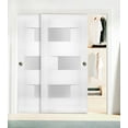 thumbnail image 3 of Sliding Closet Opaque Glass Bypass Doors 84 x 80 inches / Sete 6933 White Silk / Rails Hardware Set / Wood Solid Bedroom Wardrobe Doors, 3 of 6