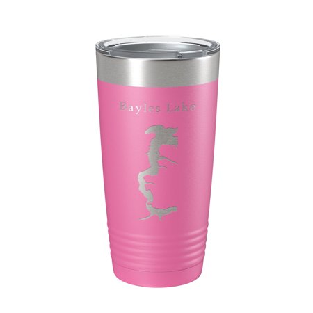 

Bayles Lake Map Tumbler Travel Mug Insulated Laser Engraved Coffee Cup Illinois 20 oz Pink