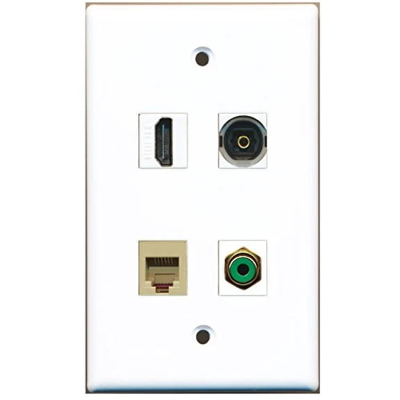RiteAV - 1 Port HDMI 1 Port RCA Green 1 Port Phone RJ11 RJ12 Beige 1 Port Toslink Wall Plate