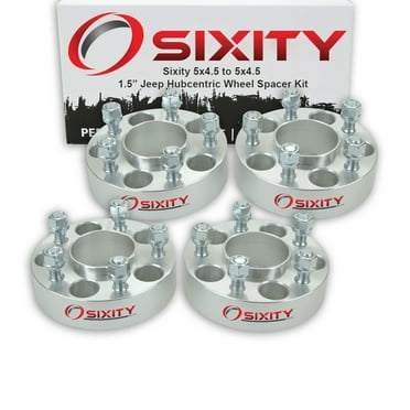 Sixity Auto 4 pc 1.5" 5x4.5 Wheel Spacers compatible with Jeep Grand Cherokee Wrangler Liberty 1/2-20tpi 1.25in Hubcentric