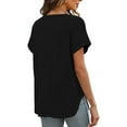 thumbnail image 5 of Patlollav Women Tees Under $10,Short Sleeve Tops for Women V Neck Solid Summer Tshirts Seamed Rolled Sleeve Shirts Casual Tops, 5 of 6