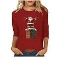 thumbnail image 3 of Craaazy Women's Shirts Christmas Printed 3/4 Sleeve Casual Tops Gifts, 3 of 5