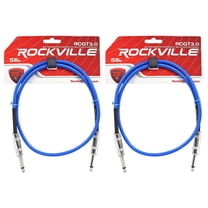 2 Rockville RCGT3.0BL 3'  1/4" TS to 1/4'' TS Guitar/Instrument Cable