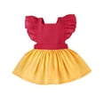 thumbnail image 4 of Gupgi Toddler Girl Contrast Color Dress Ruffle Sleeve Pleated Backless A-line Dress 0-4Y, 4 of 6