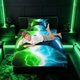 thumbnail image 5 of meiyoeat Neon Lightning Gamer Twin Sheet Sets for Teens Boys, Electric Green Blue Gaming Bedding, 3 Pieces, 1 Flat Sheet, 1 Fitted Sheet and 1 Pillowcase, 5 of 6