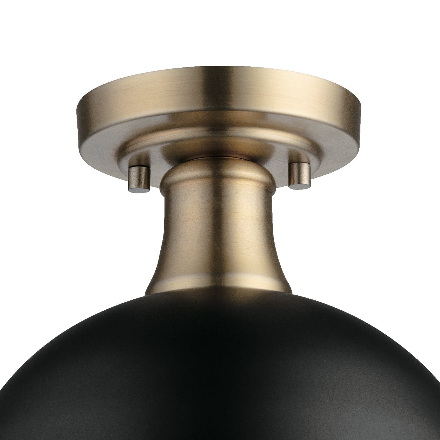 Globe Electric 1-Light Matte Black Indoor Semi-Flush Mount Ceiling Light Brass Accents