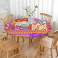 thumbnail image 3 of Pioneer Flower Floral Print Pattern Round Fitted Tablecloth with Elastic Edge,Dining Table Cover Waterproof,Outdoor Round Tablecloth for Camping,Dining,Indoor and Outdoor, 3 of 7