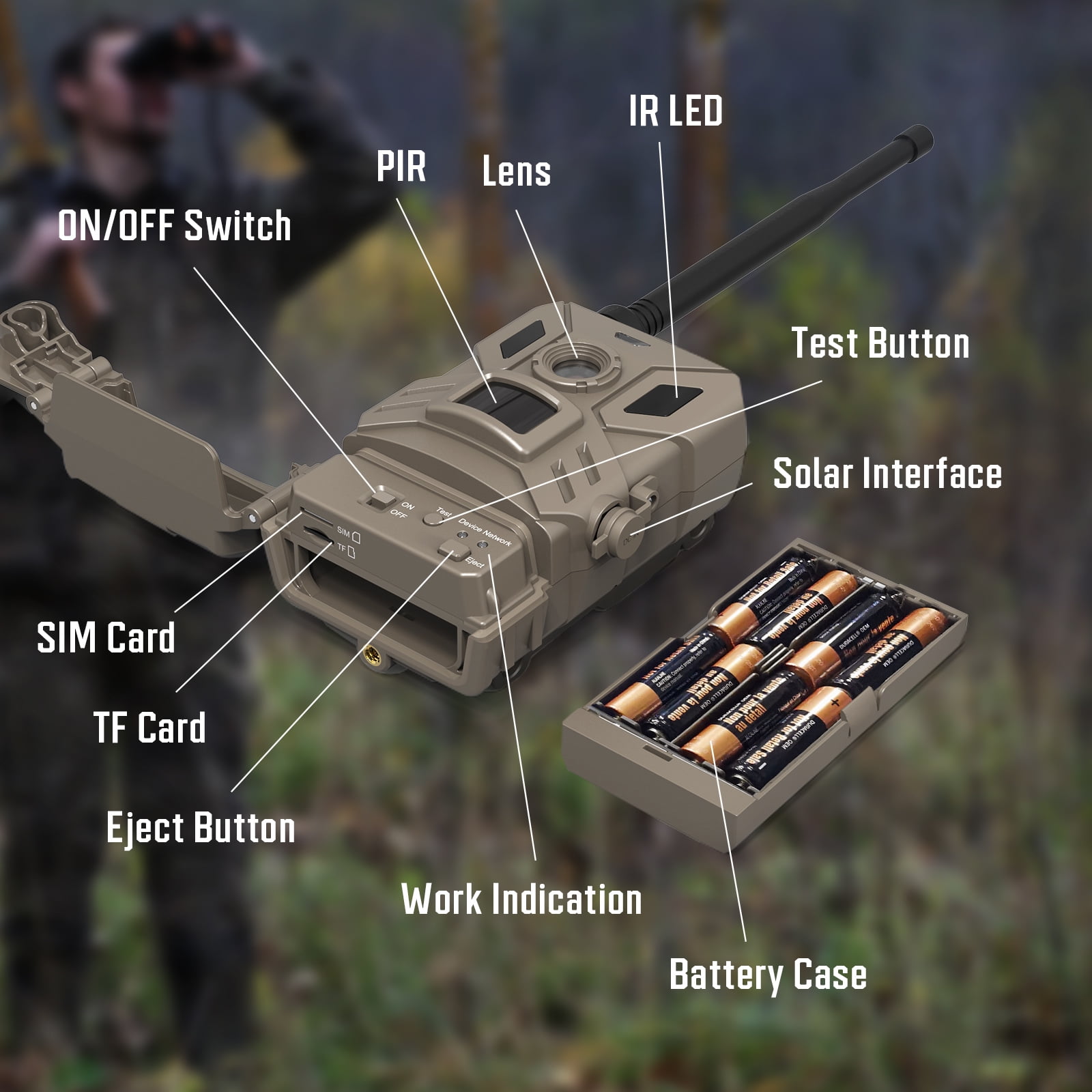 OUTDOOR EXPERT 4G Cellular Trail Camera,36MP Hunting Camera with No Glow 940nm IR Led Night Vision,HD Video IP66 Waterproof Game Cam,90FT Flash Range Wildlife Monitor