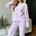 thumbnail image 6 of Gamivast Winter 2 Piece Sets for Women Fleece Long Sleeve Crewneck Top Pants Sleepwear Cozy Loungewear Winter Warm 2 Piece Sweatsuit, 6 of 7