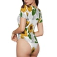 thumbnail image 2 of Fotbe Plump Sunflower And Sketch Body de Mujer con Cuello Redondo y Mangas Cortas, Sin Mangas Ajustado, Suave, Cómodo y Básico-Large, 2 of 7