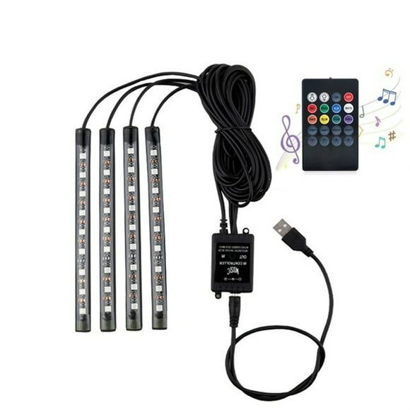 Riwesomey Tiras de luces LED para coche que cambian de Color debajo de la ventana del salpicadero, lámpara de ambiente con Control remoto, decoración Bombillas para automóviles 36smd USB-Port