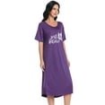 thumbnail image 4 of FEREMO Nightgowns for Women V Neck Short Sleeve Sleepshirt Printed Soft Sleepwear, 4 of 6