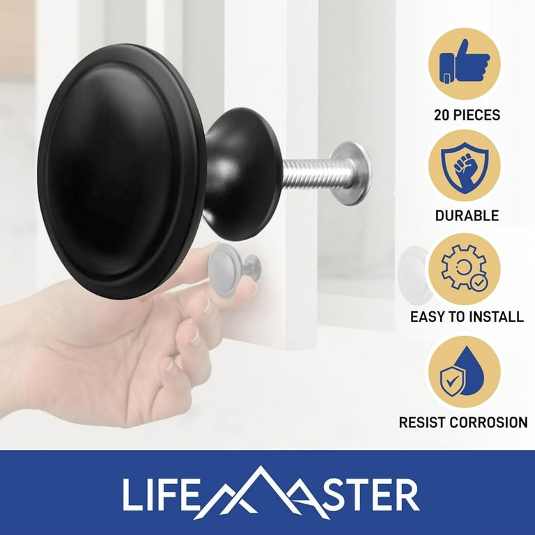 25pcs Matte Black Cabinet Knobs 1-1/4 Modern Drawer Pulls, Durable Zinc Alloy Handles with Short & Adjustable Screws for Kitchen, Dresser, Cabinets 25pcs Matte Black Cabinet Knobs 1-1/4 Modern Drawer Pulls, Durable Zinc Alloy Handles with Short & Adjustable Screws for Kitchen, Dresser, Cabinets