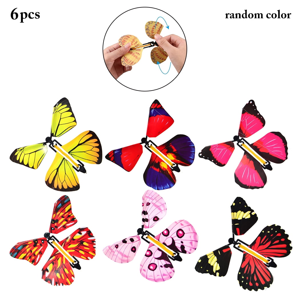 TOTAMALA 15 Pack Novelty Magic Flying Butterfly Surprise Box Greeting Card Hidden Flying Colorful Butterflies Rubber Band Powered Wind up Butterfly Toy for Wedding Party